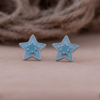 Sky Blue Enamel Stud Earrings