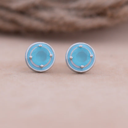 Sky Blue Enamel Stud Earrings