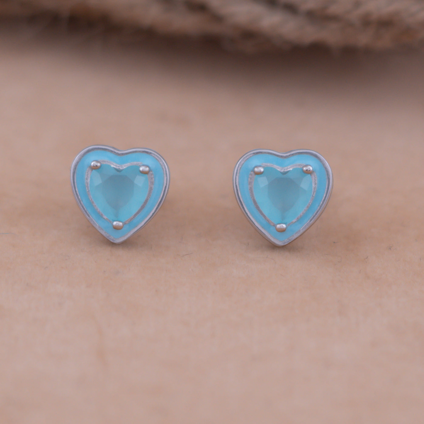 Sky Blue Enamel Stud Earrings