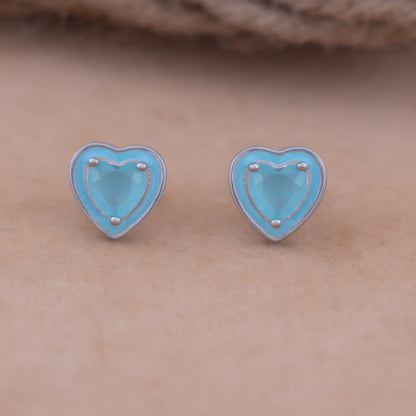 Sky Blue Enamel Stud Earrings