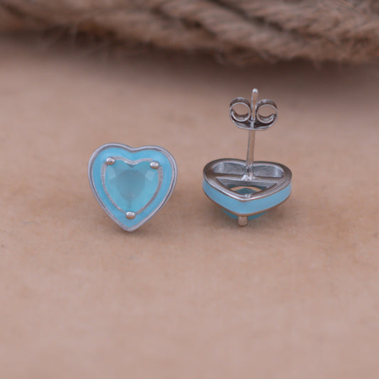 Sky Blue Enamel Stud Earrings