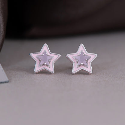 Pink Enamel Stud Earrings