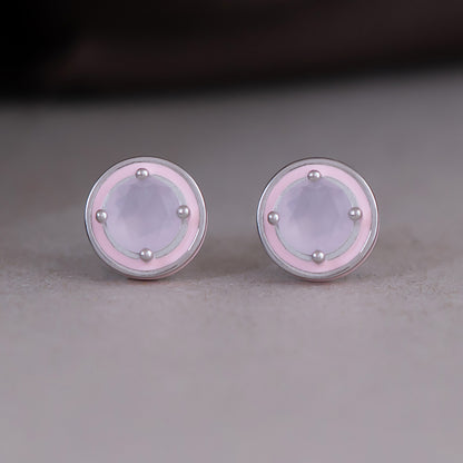 Pink Enamel Stud Earrings
