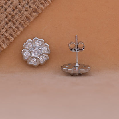 Heart Silver Stud Earrings