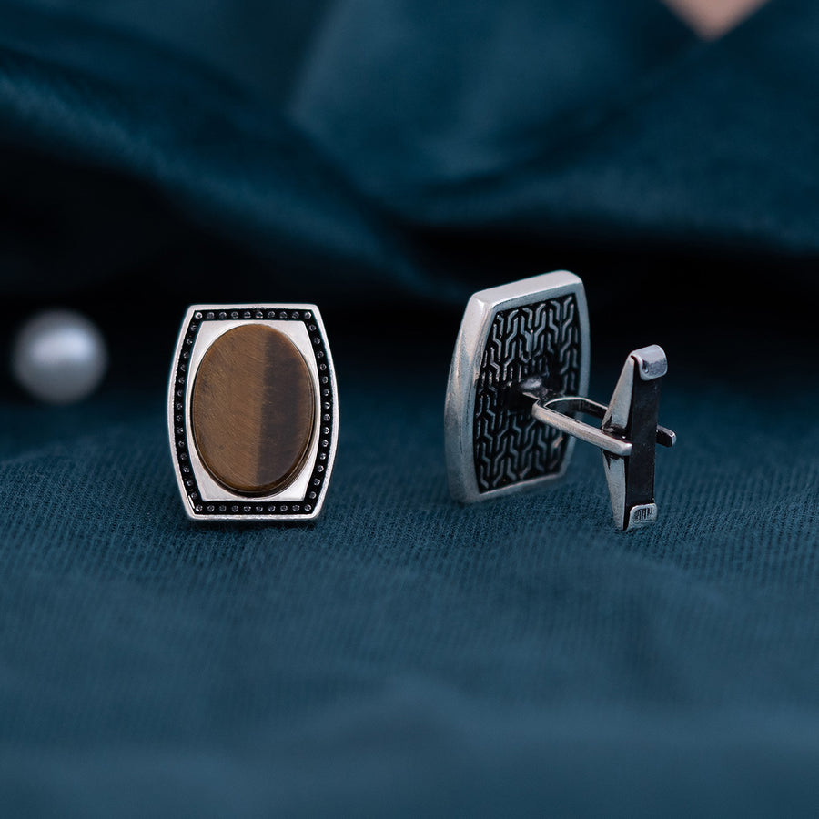 925 Silver Tiger’s Eye Cufflink