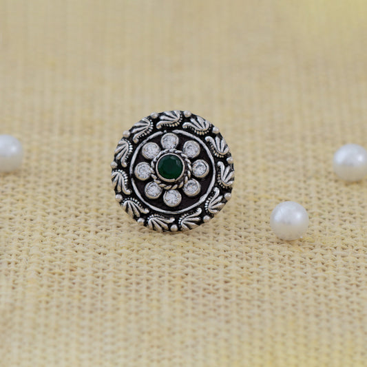 Green Aura Floral Ring