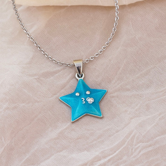 Star Enamel Pendent With Earrings