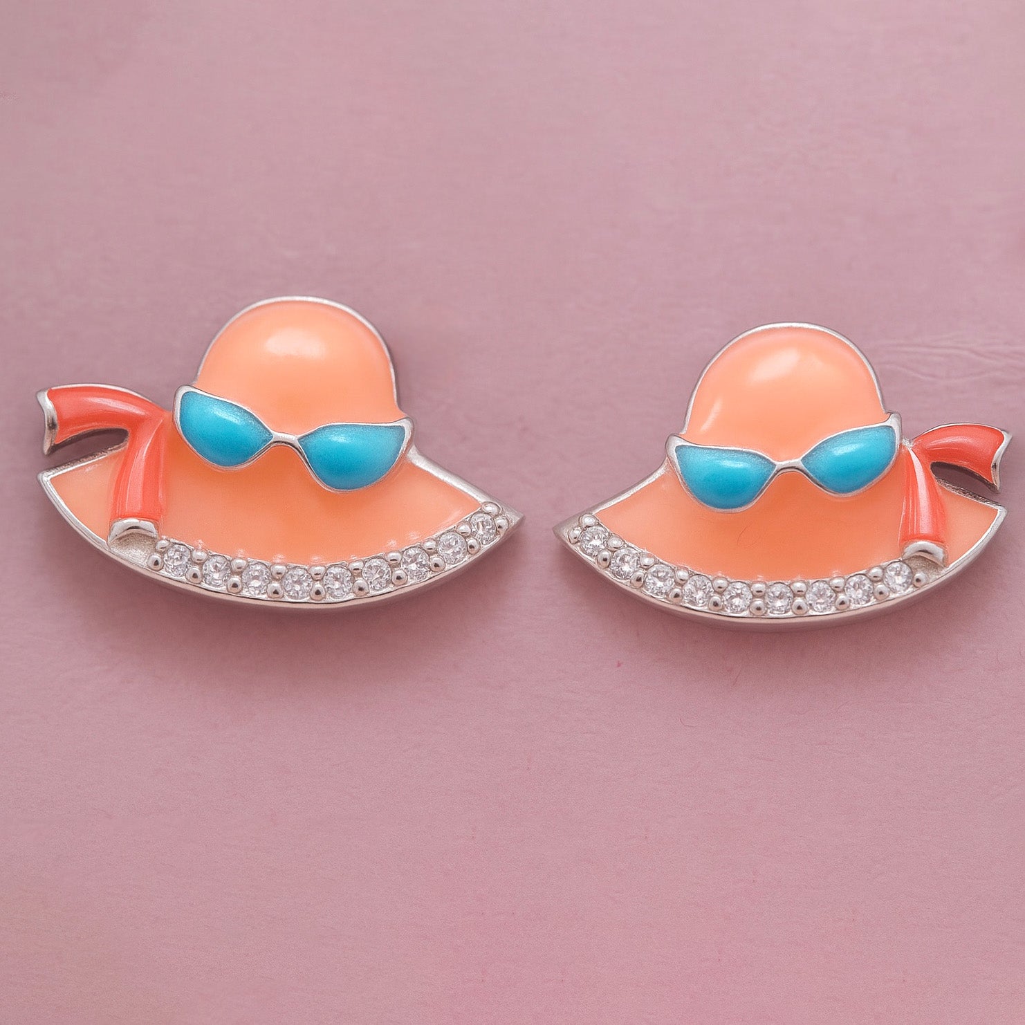 Hat Enamel Pendant With Earrings