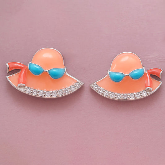 Hat Enamel Pendant With Earrings