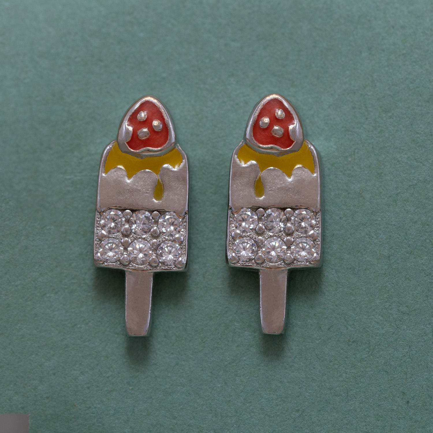 Ice-Cream Enamel Pendant With Earrings