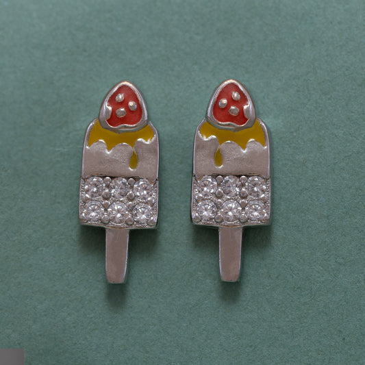 Ice-Cream Enamel Pendant With Earrings
