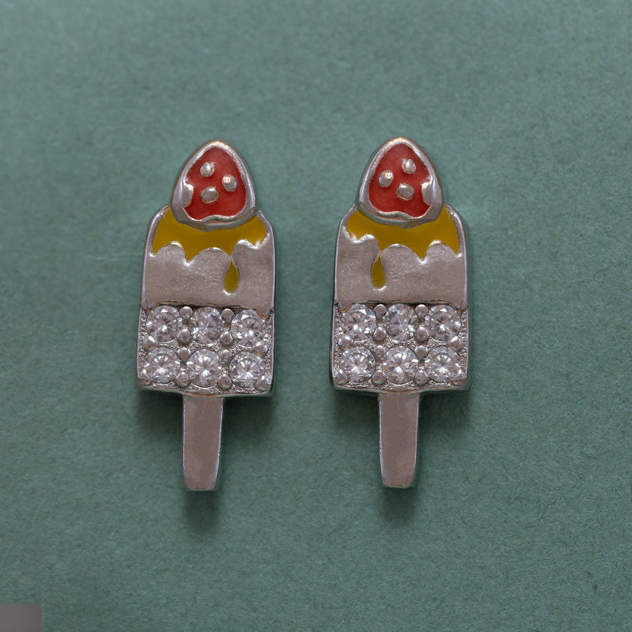 Ice-Cream Enamel Pendant With Earrings