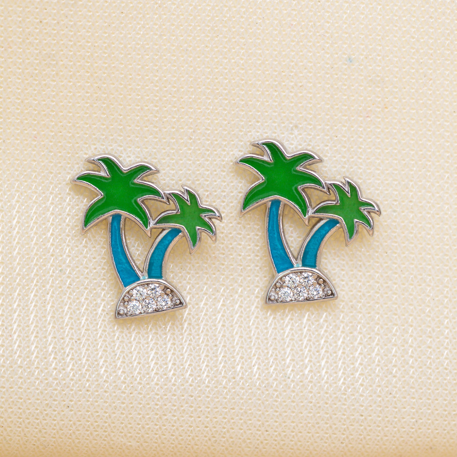 Tree Enamel Stud Earrings