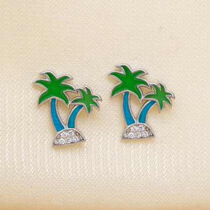 Tree Enamel Stud Earrings