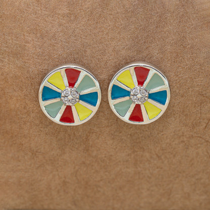 Multi-color Enamel Pendant With Earrings