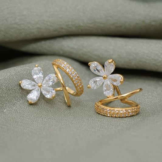 Floral Crystal Stud Earrings