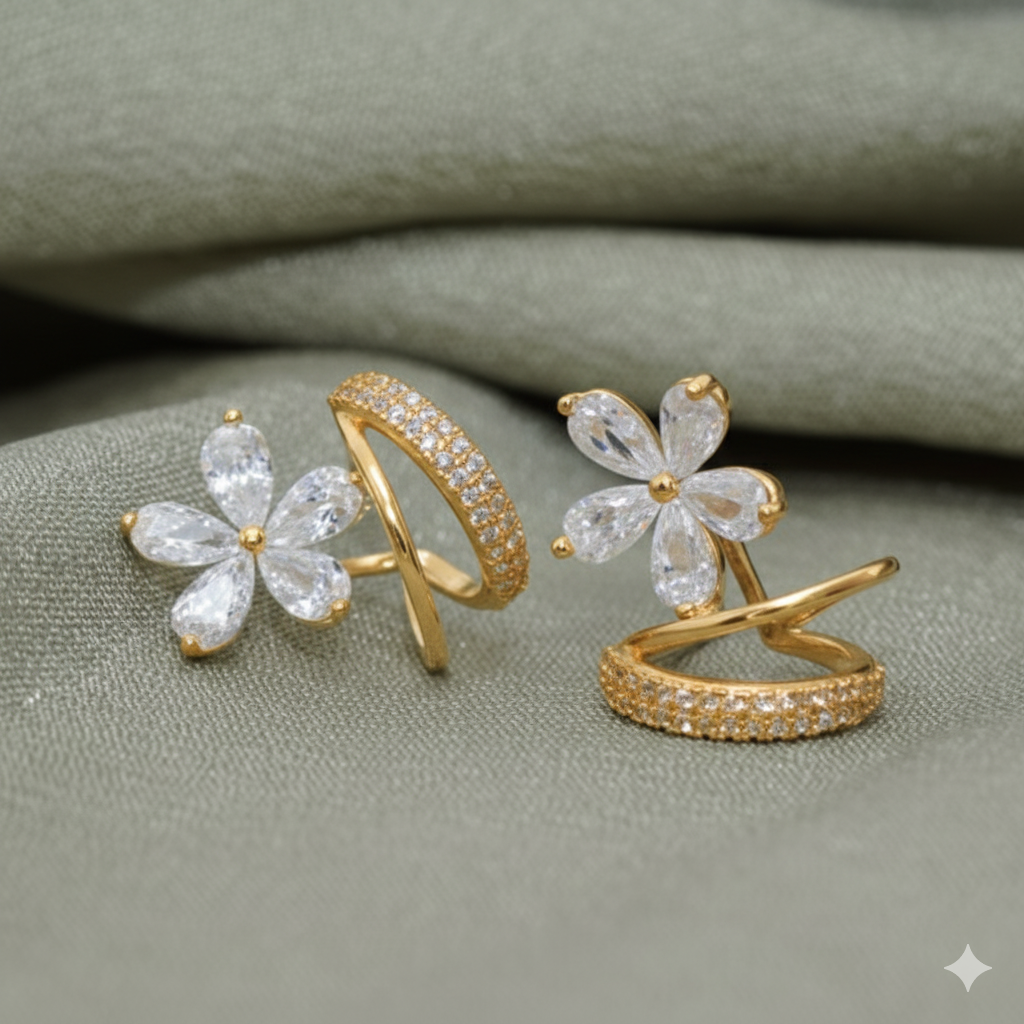 Floral Crystal Stud Earrings