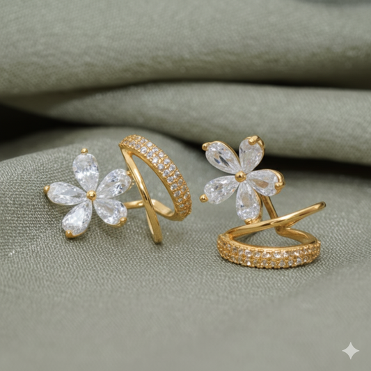 Floral Crystal Stud Earrings