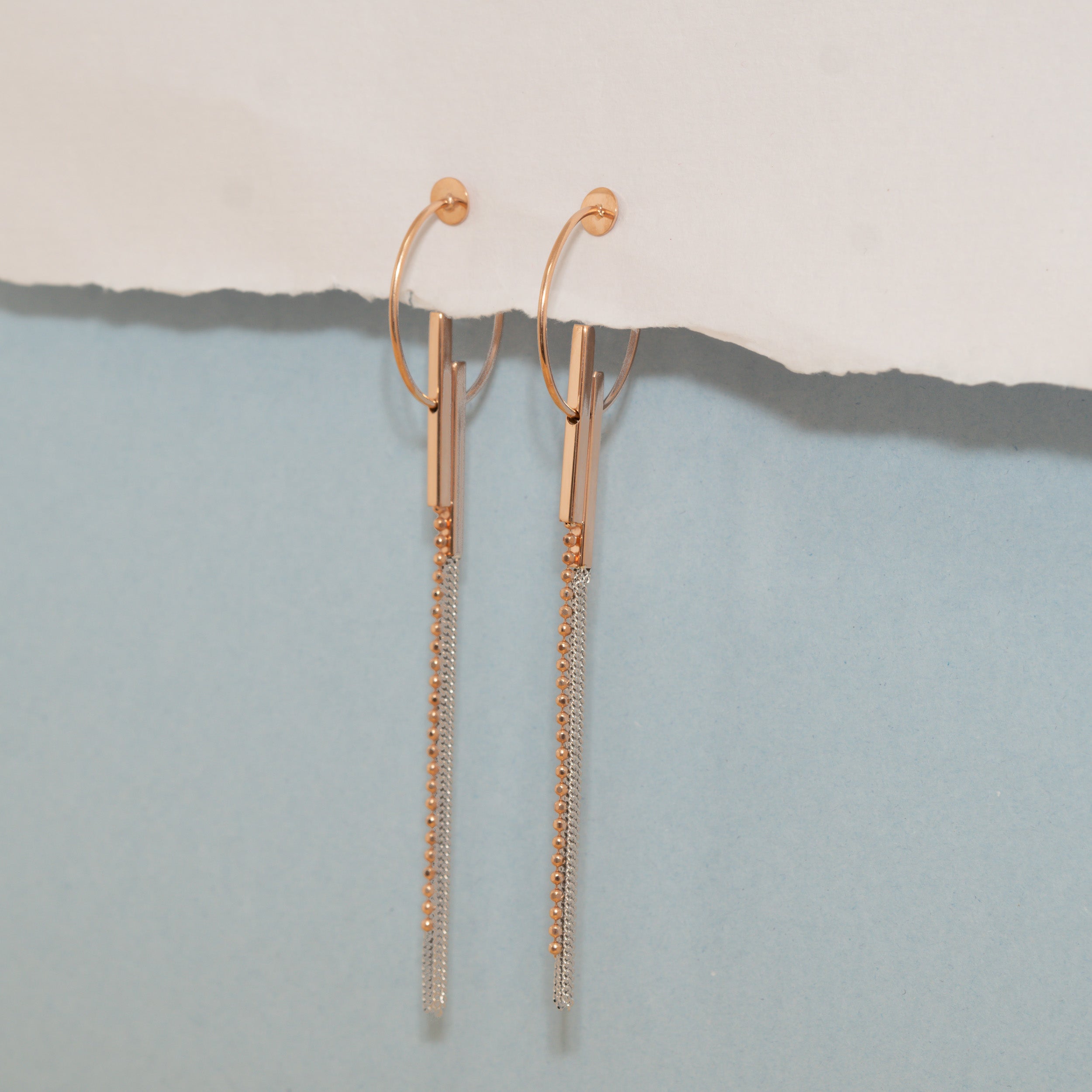 Dual-Tone Tassel Dangle Earrings