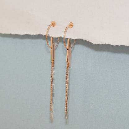 Dual-Tone Tassel Dangle Earrings