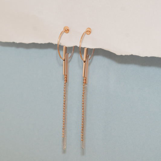 Dual-Tone Tassel Dangle Earrings