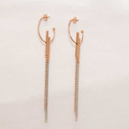 Dual-Tone Tassel Dangle Earrings