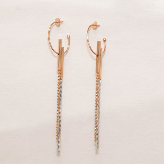 Dual-Tone Tassel Dangle Earrings