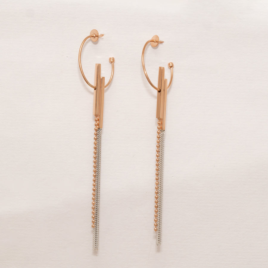 Dual-Tone Tassel Dangle Earrings