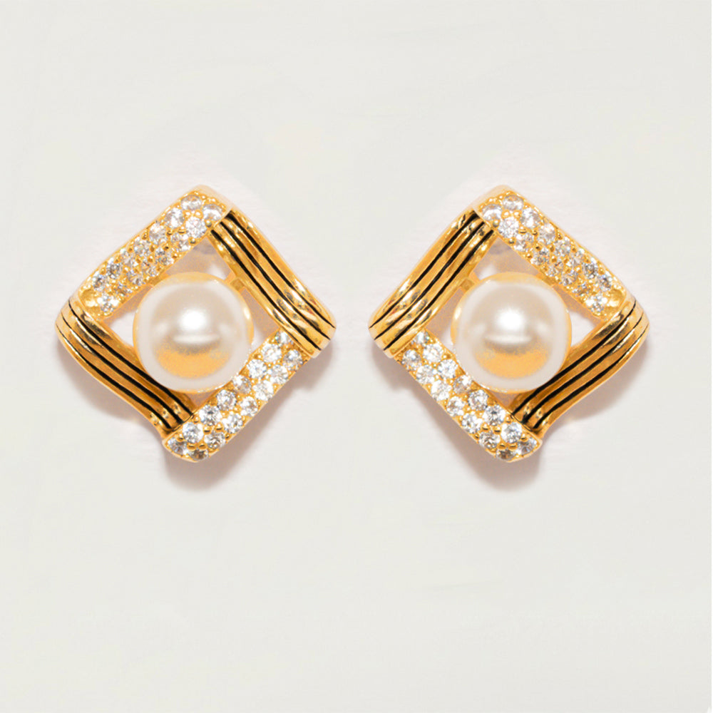 Crystal Pearl Stud Earrings