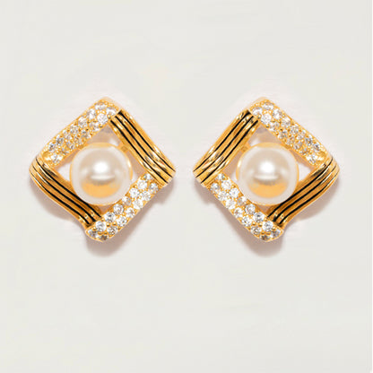 Crystal Pearl Stud Earrings