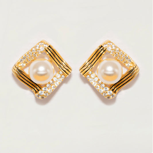Crystal Pearl Stud Earrings