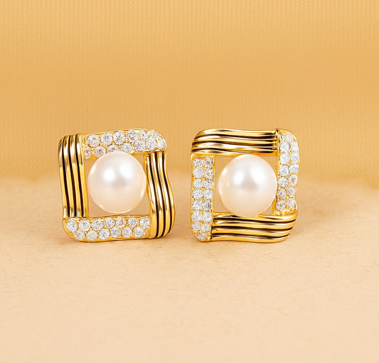 Crystal Pearl Stud Earrings