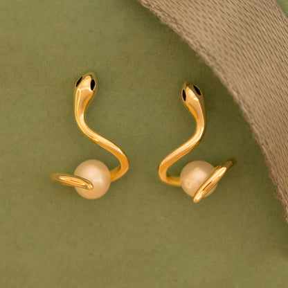 Snake Pearl Stud Earrings