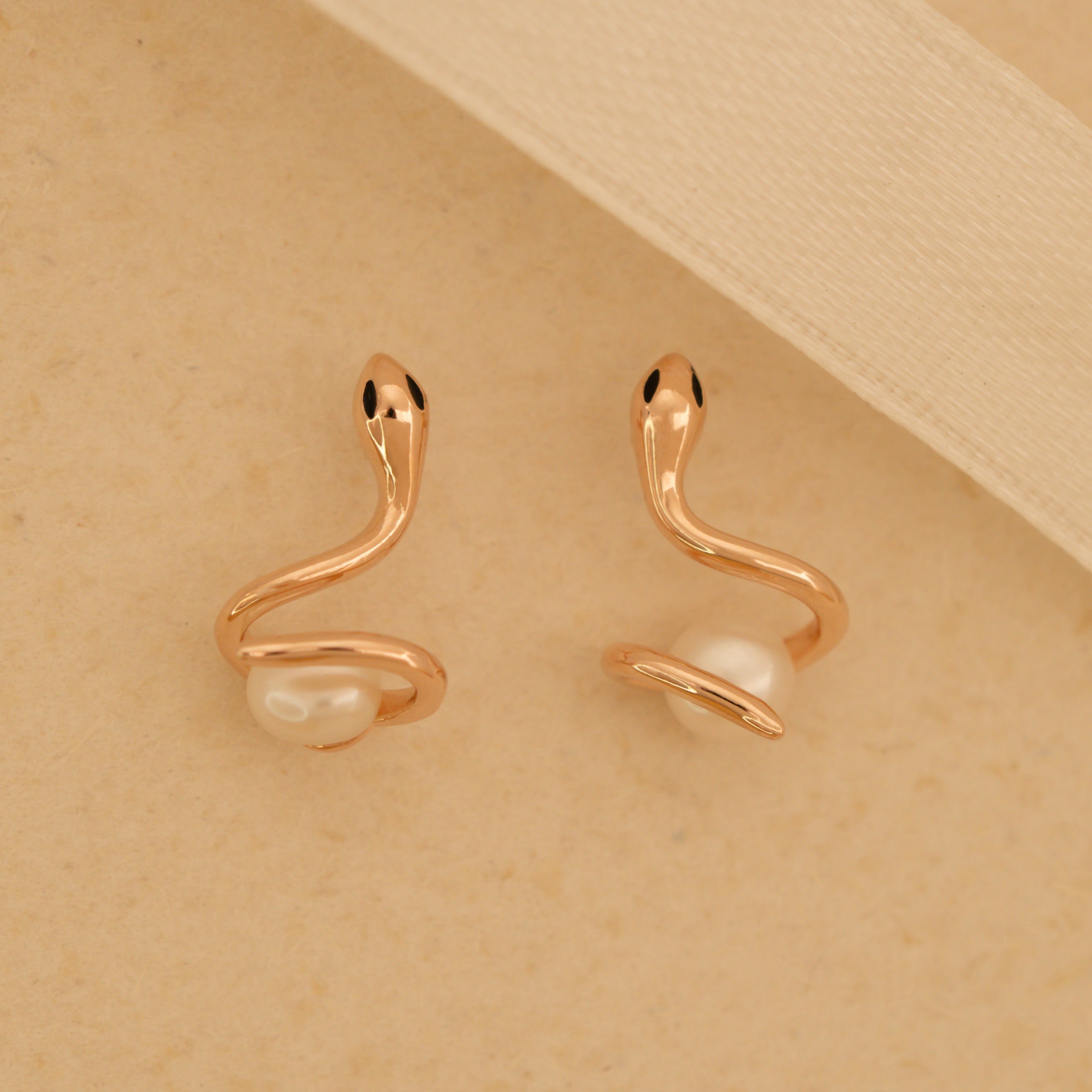 Snake Pearl Stud Earrings