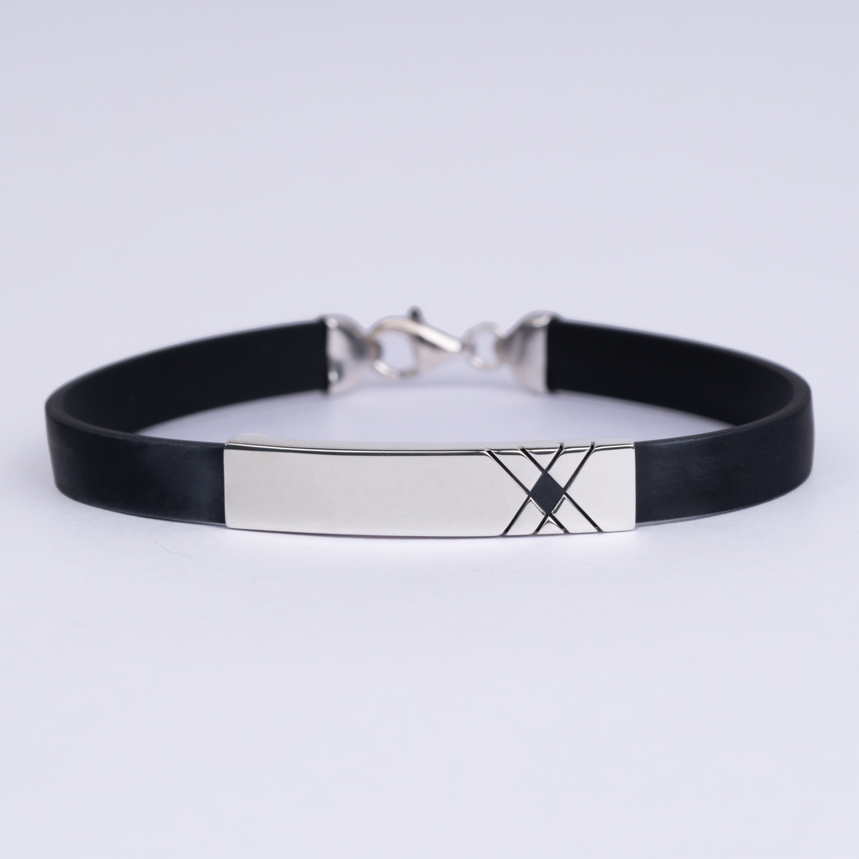 Silver Bar Leather Bracelet