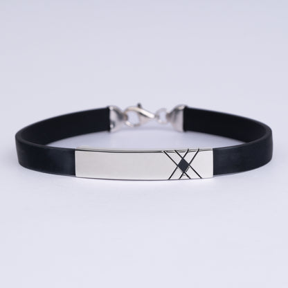 Silver Bar Leather Bracelet
