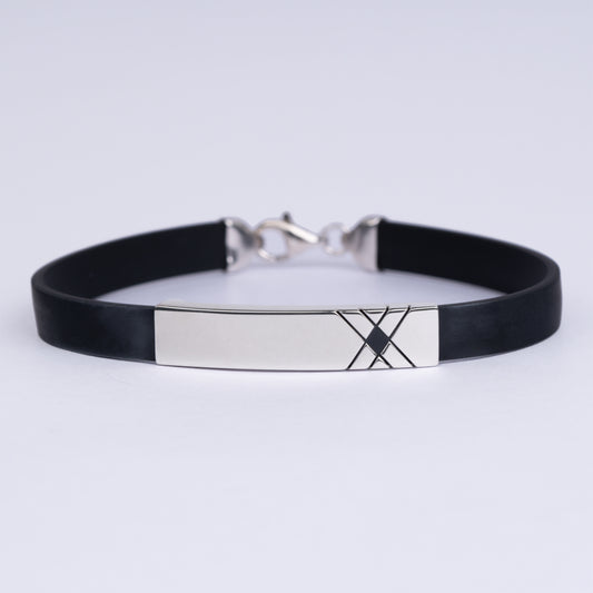 Silver Bar Leather Bracelet