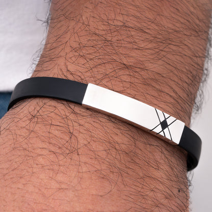 Silver Bar Leather Bracelet