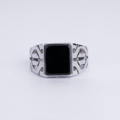 Maze Black Stone Ring