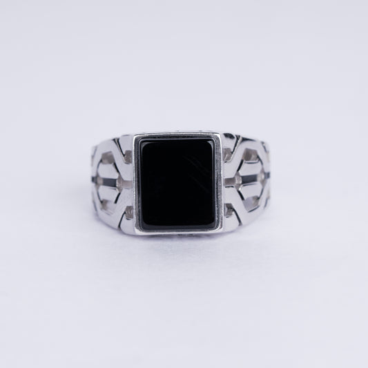Maze Black Stone Ring