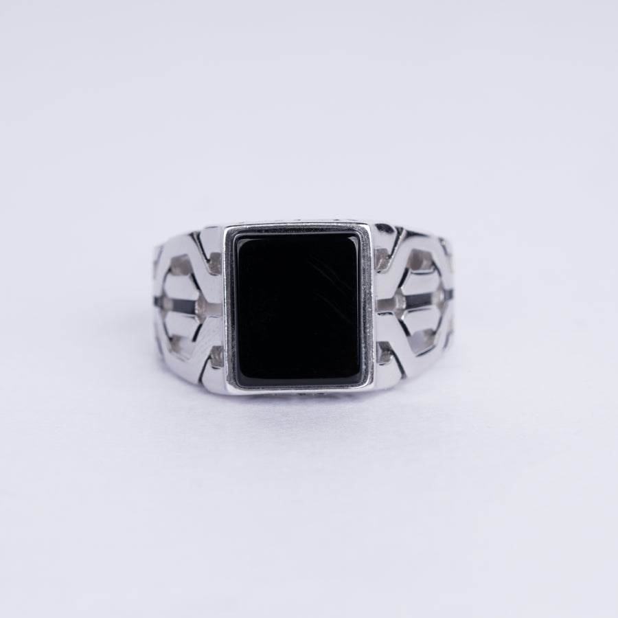 Maze Black Stone Ring