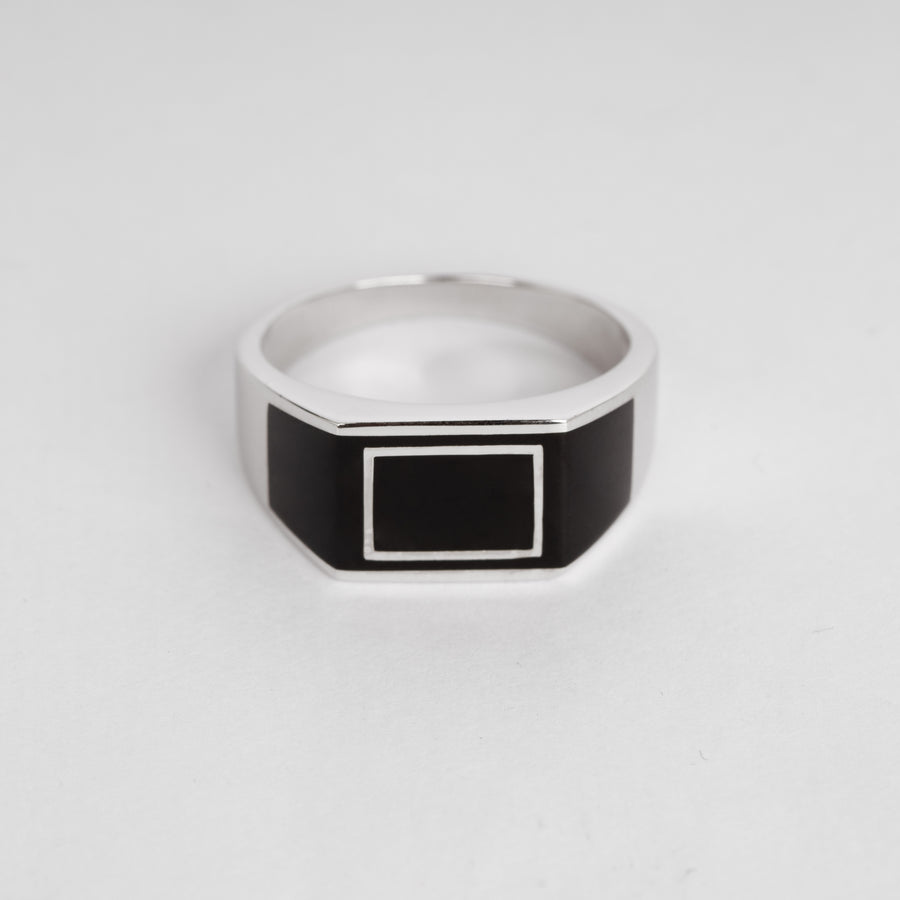 925 Silver Shadow Bar Silver Ring