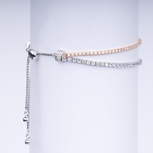 Dual-Tone Layered Tennis & Box Chain Bracelet