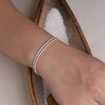 Dual-Tone Layered Tennis & Box Chain Bracelet