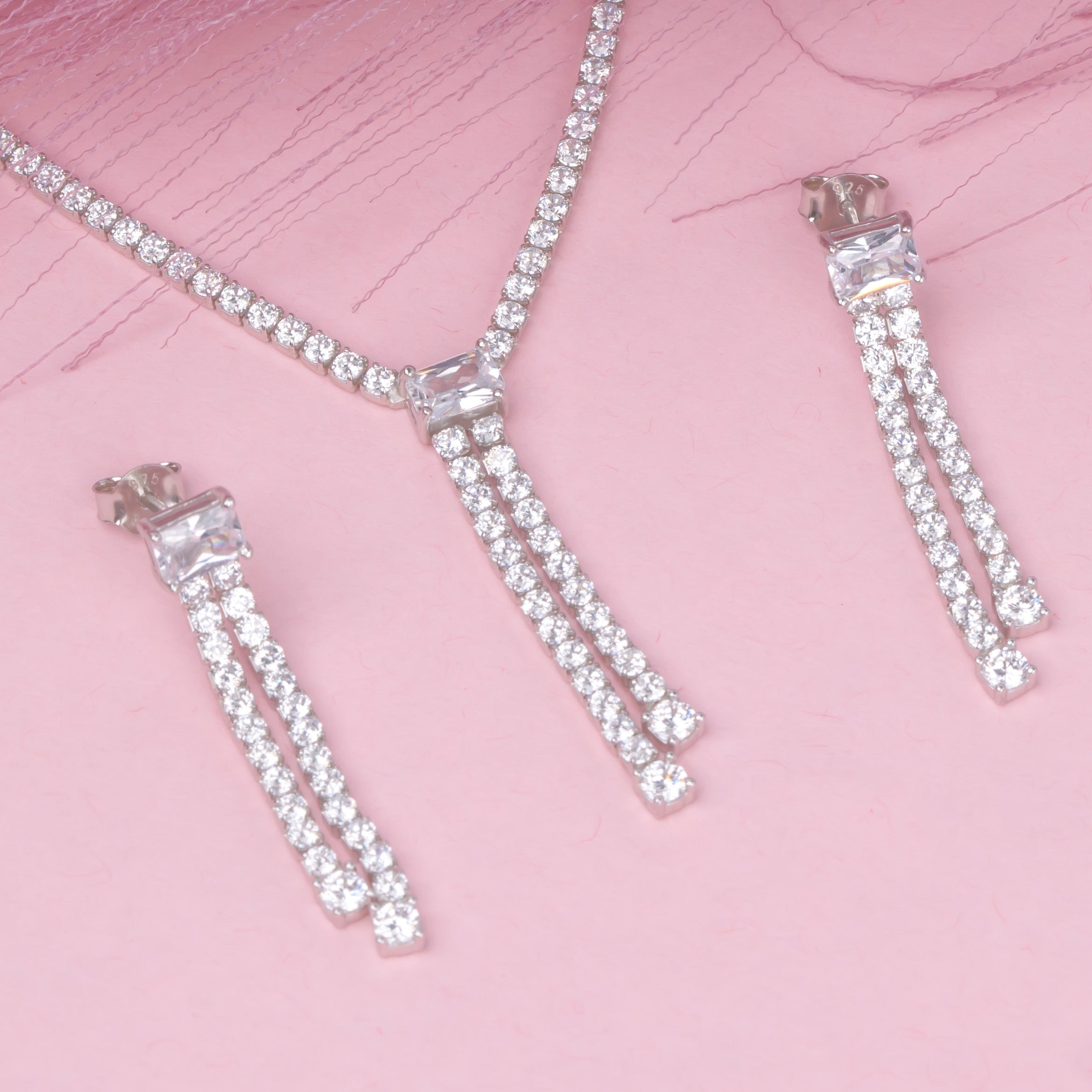 Eternal Sparkle Necklace With Earrings