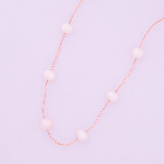 Pearl Necklace With Earrings - Rose Gold Plated