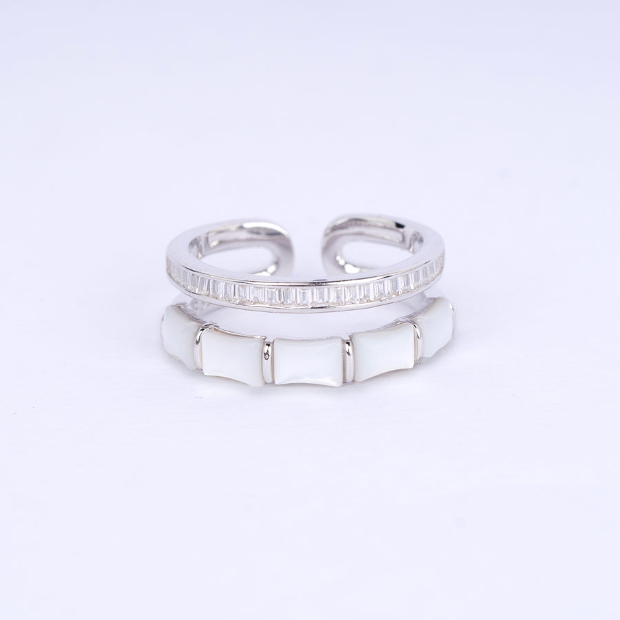 925 Silver Crystal Edge Band Ring
