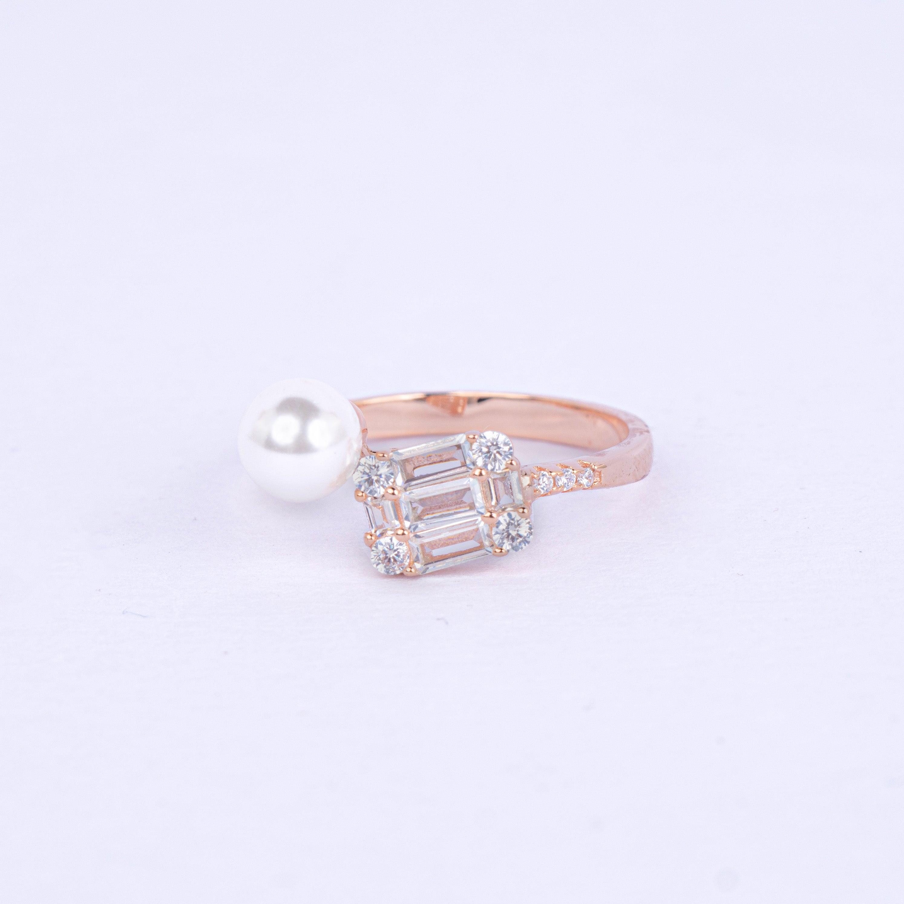 Pearl & Crystal Open Ring