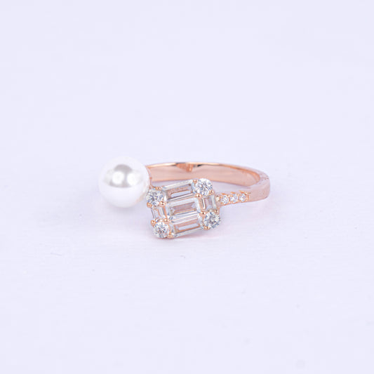 Pearl & Crystal Open Ring