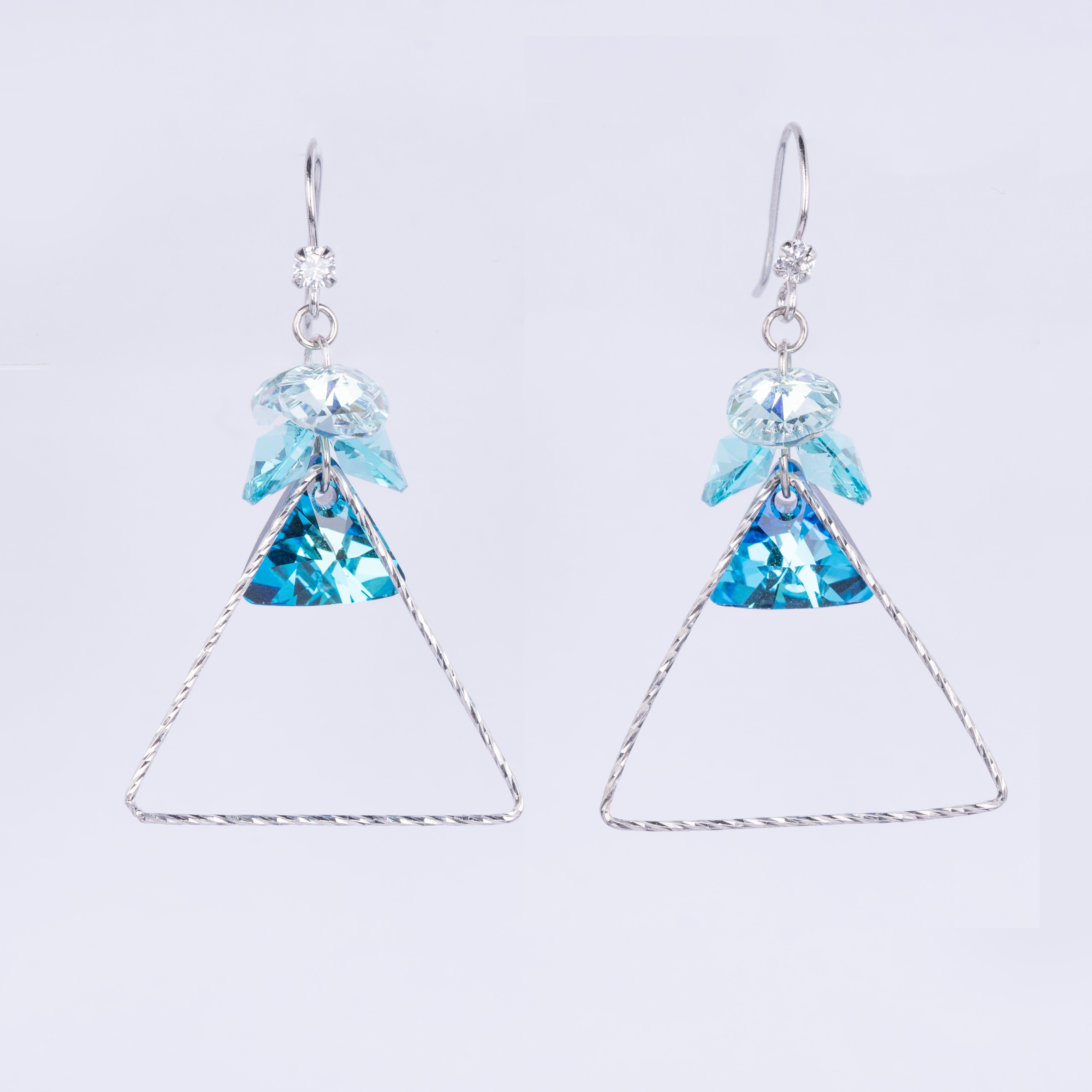 Blue Aura Geometric Drop Earrings